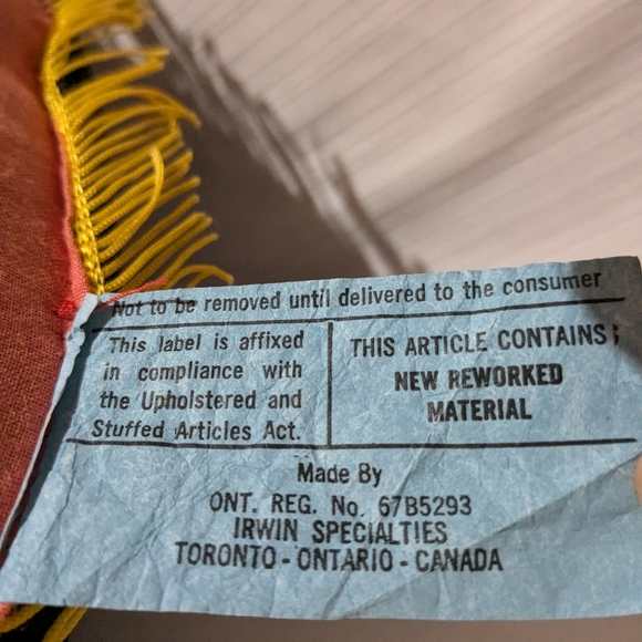 VTG St John's Newfoundland black velvet souvenir heart pillow fringe Japan - Picture 8 of 9